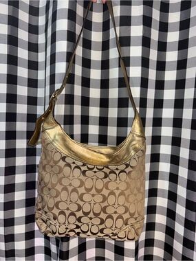 Coach Bleecker Signature Canvas and Gold Shoulder Bag 2008